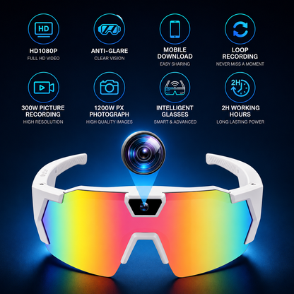 Veloptik Mach Camera Sunglasses - HD POV Video Sport Glasses for Cycling, Skiing & Watersports