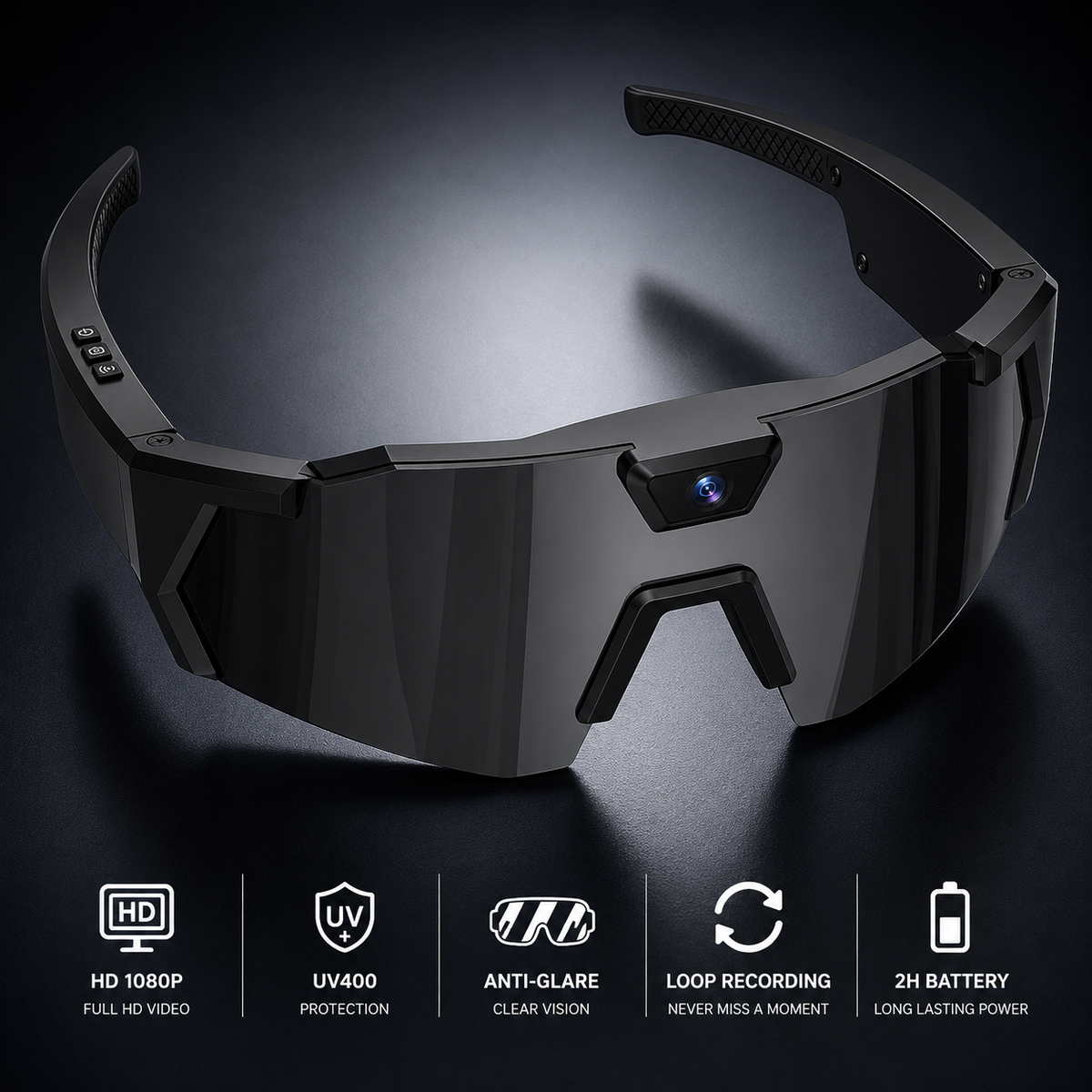 Veloptik Mach Camera Sunglasses - HD POV Video Sport Glasses for Cycling, Skiing & Watersports