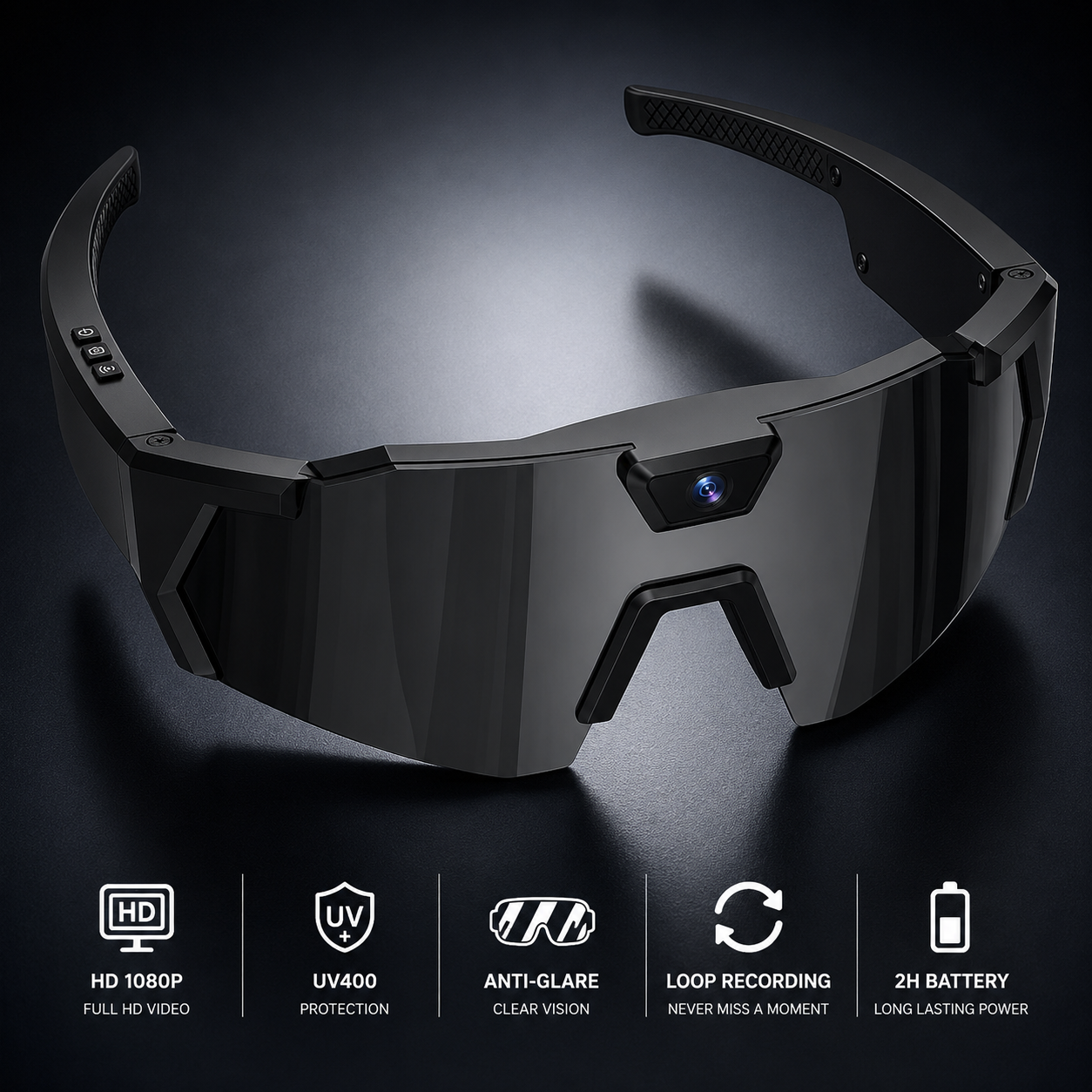 Veloptik Mach Camera Sunglasses - HD POV Video Sport Glasses for Cycling, Skiing & Watersports