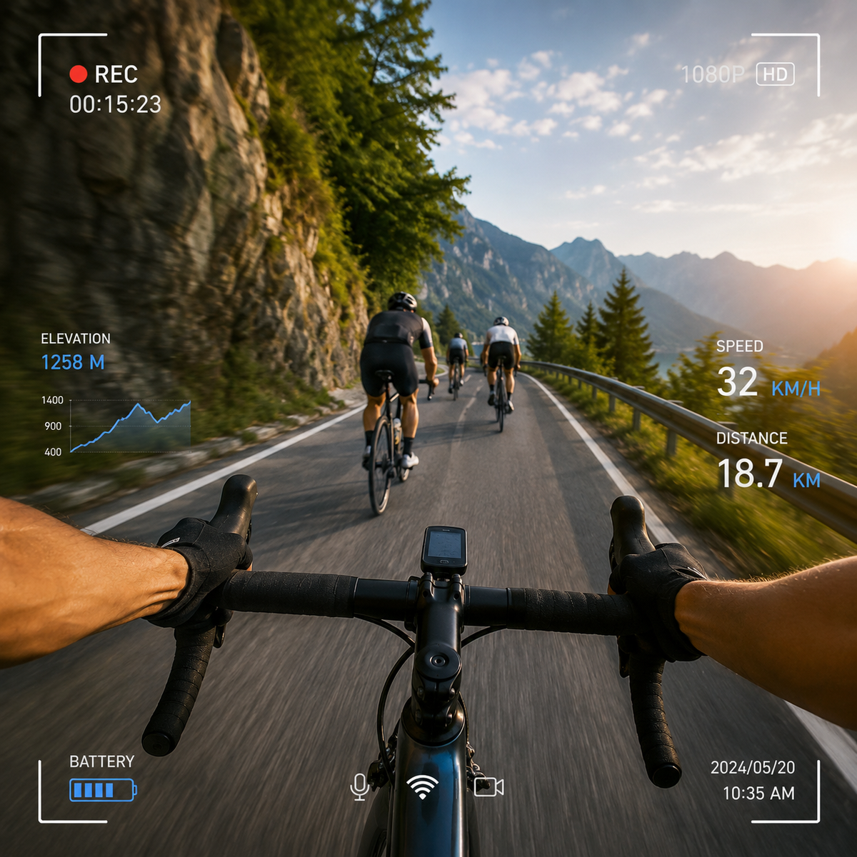 Veloptik Mach Camera Sunglasses - HD POV Video Sport Glasses for Cycling, Skiing & Watersports